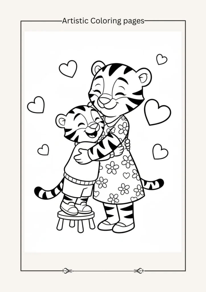 Daniel Tiger hugging Mom Tiger