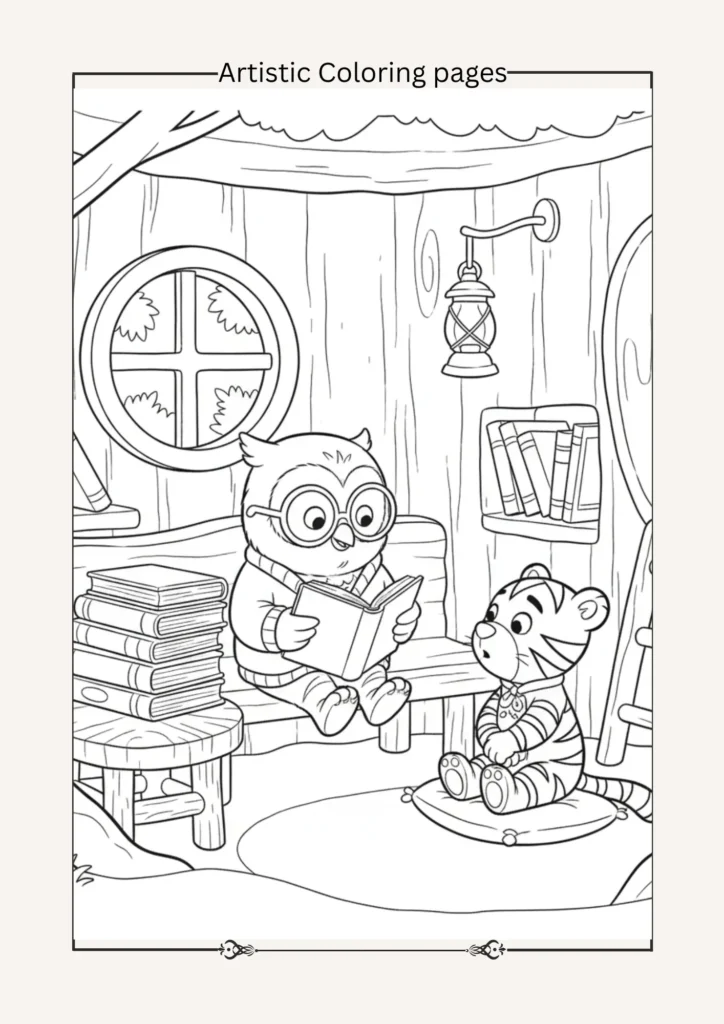 O the Owl reading in the treehouse