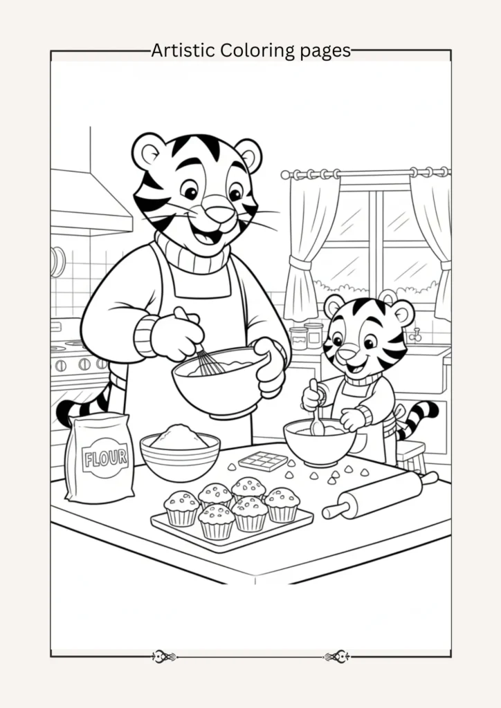 Daniel Tiger baking with Dad Tiger
