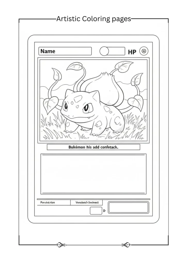 Line art of Bulbasaur for coloring