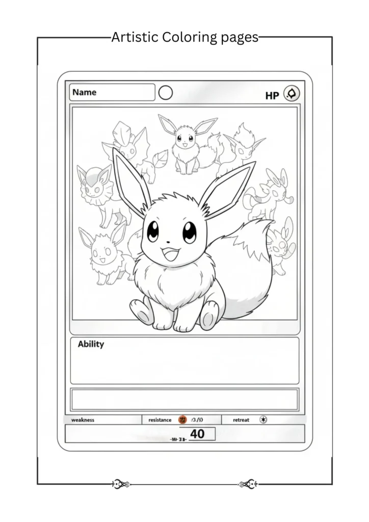 Eevee surrounded by evolution silhouettes.