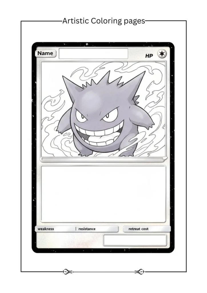 Gengar character from Pokémon coloring page