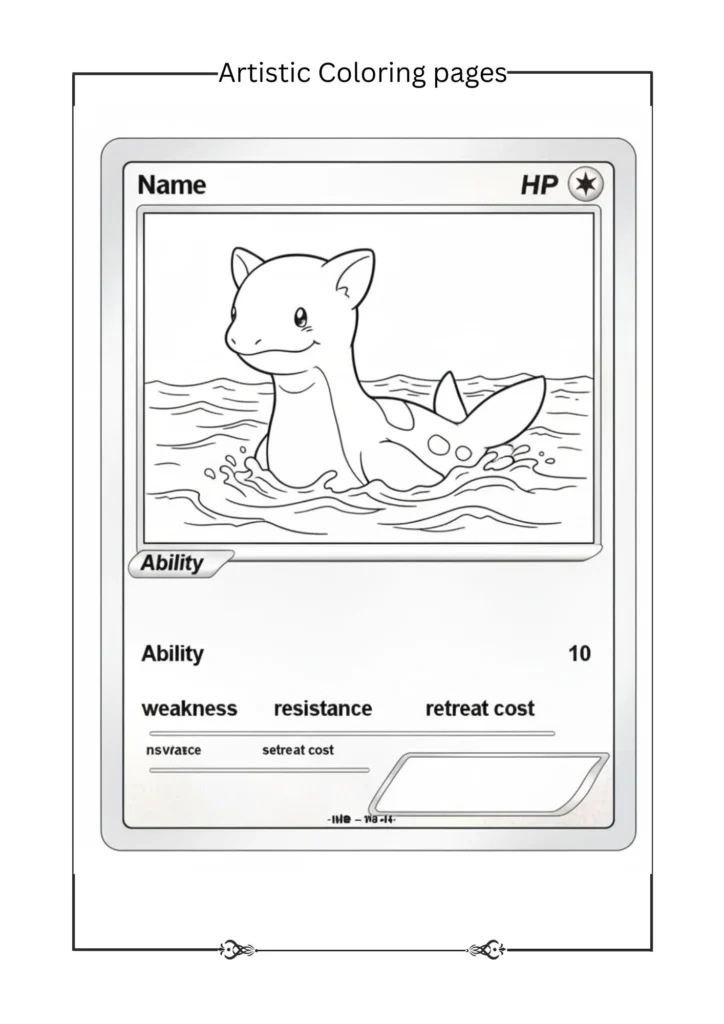 Lapras in ocean, coloring page design