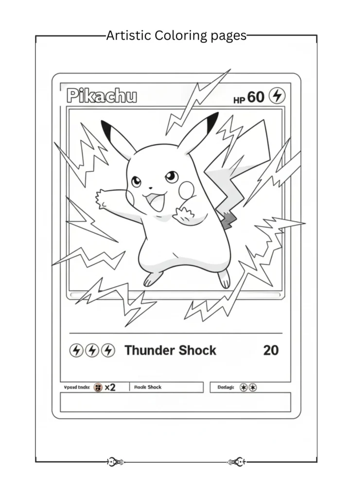 Pikachu coloring page with lightning effects